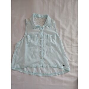 Abercrombie & Fitch A&F Top Sleeveless Blouse Shirt Size M  Button-Up Lace Back